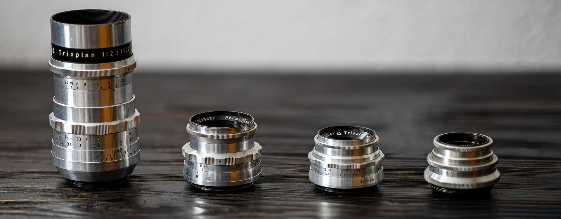 Silberne Vintage-Objektive