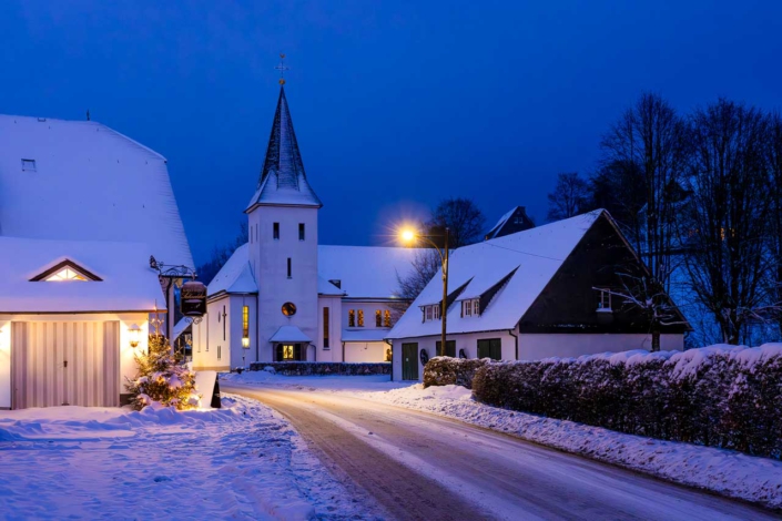 Blaue Stunde im winterlichen Westfeld